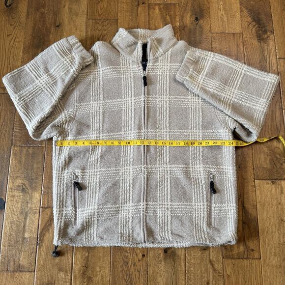London Fog Beige White Plaid Full Zip Jacket Women's Sz XL Zip Pockets Bungee - Picture 4 of 5